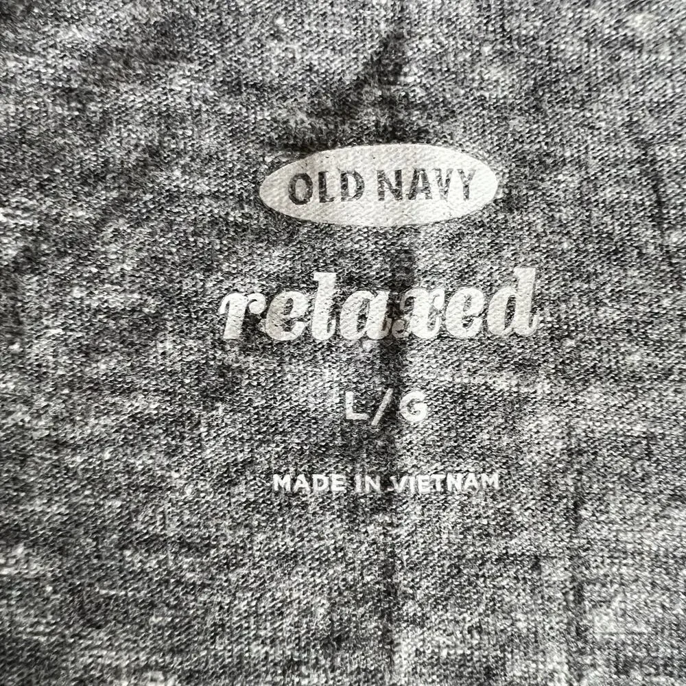 Old Navy Womens T Shirt Top Graphic Print Short Sleeve V Neck Gray Teal Large